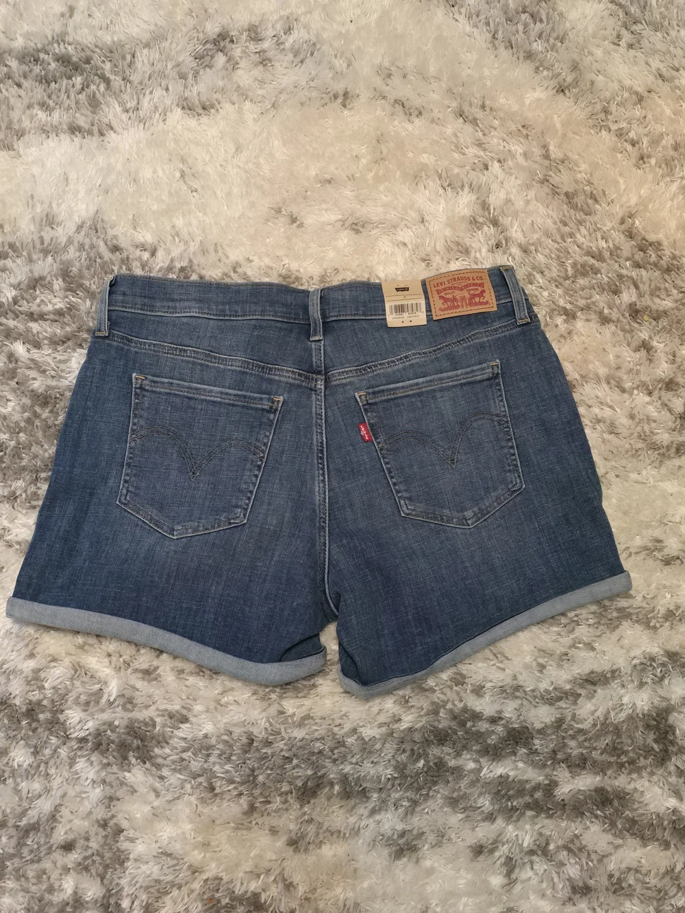 Levi's Blue Rolled-Hem Distressed Denim Shorts